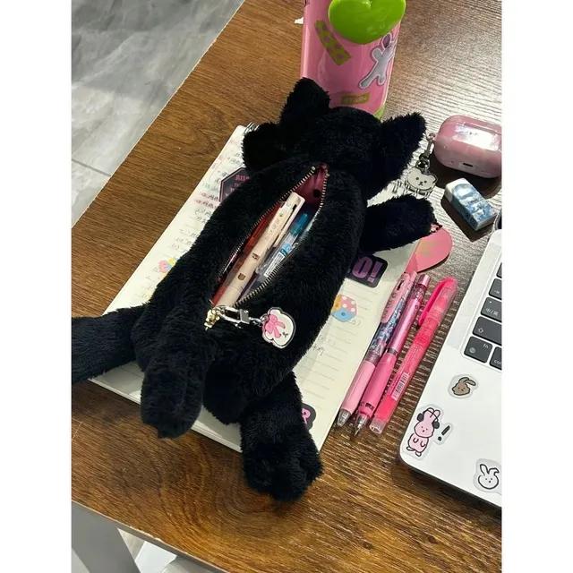 러블리 껌정 고양이 인형 필통파우치 필기구 수납 파우치