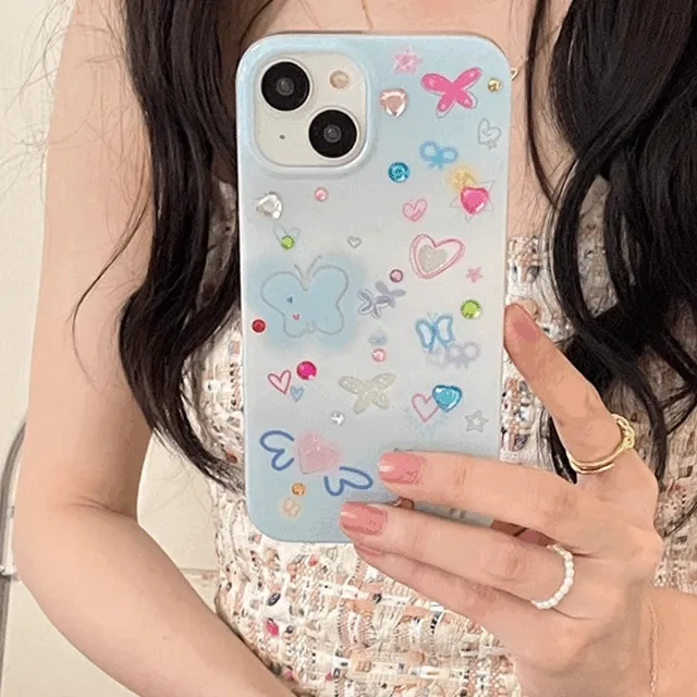 당일출고🍎블루나비 보석스티커 아이폰케이스 11.12.13.14.15 PROMAX.프로맥스