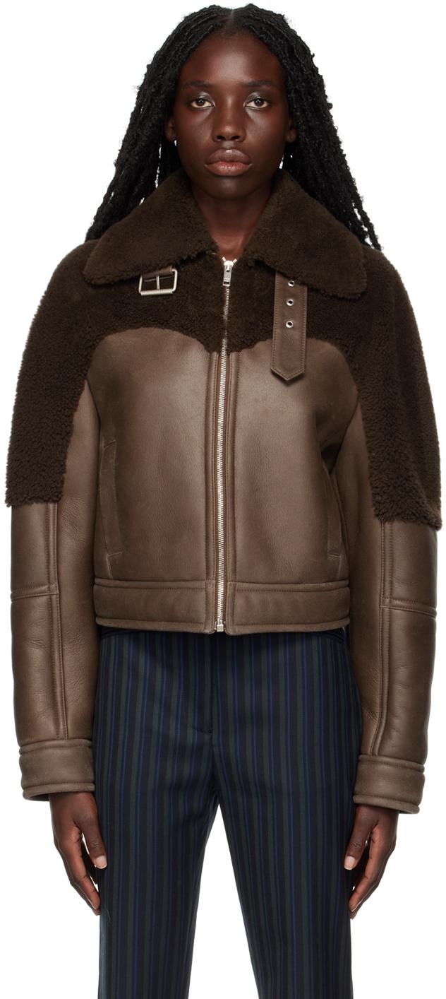 Brown Buckle Shearling Jacket