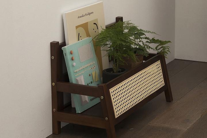 쿠폰가40,755원/루아이 원목 라탄 책꽂이/인테리어 책꽂이/미니책장(2color)