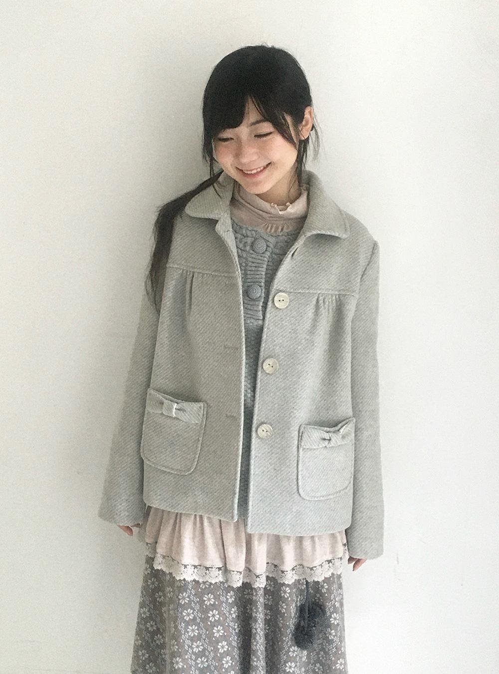 Wool Blend Doll Collar Short Coat