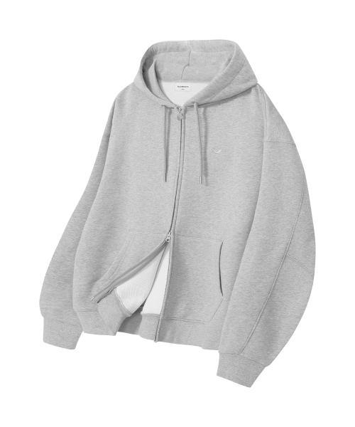 스몰 로고 후드 집 업-멜란지그레이