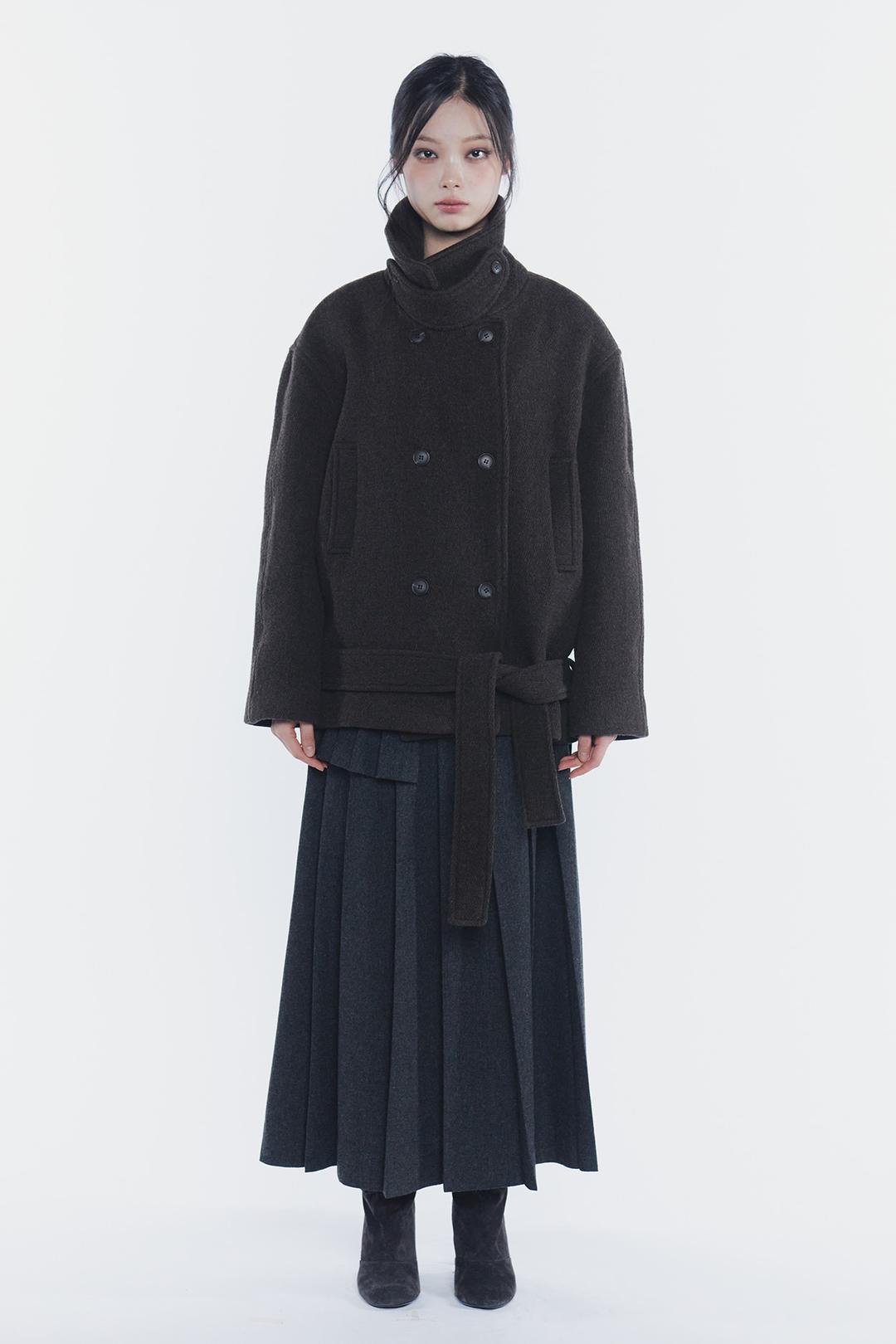 AMBER BELTED DOUBLE COAT brown