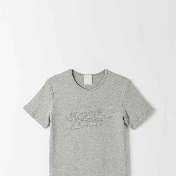 Lace Tie Rose Graphic T-shirt (Gray)