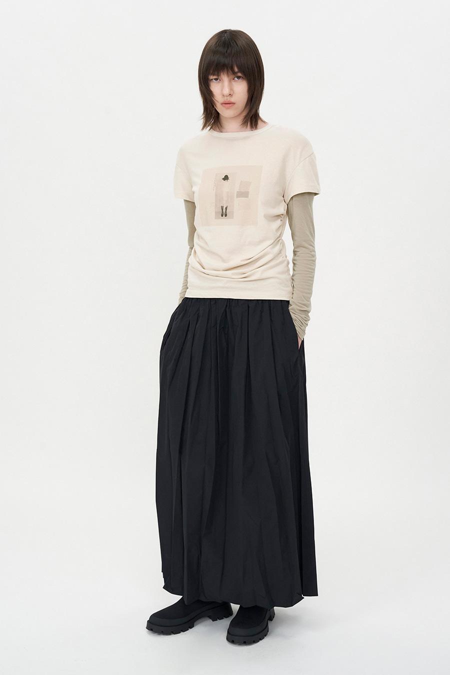 맥시 크리즈 스커트 BLACK