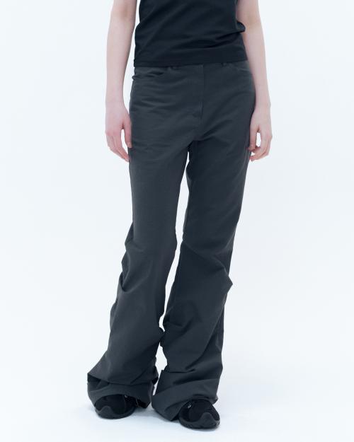 Cotton shirring bootscut pants CHARCOAL