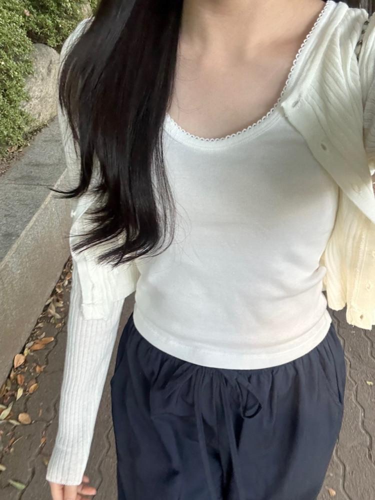 riette 리에뜨 틴 슬리브리스 (2col) 민소매 레이스 나시 티 몽드 monde