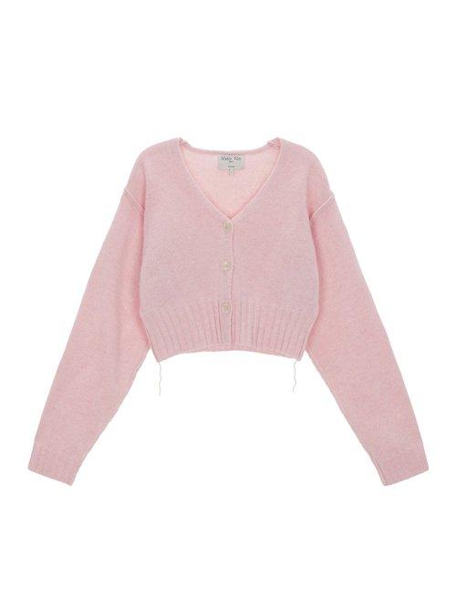 MATIN STITCH POINT CROP CARDIGAN IN LIGHT PINK