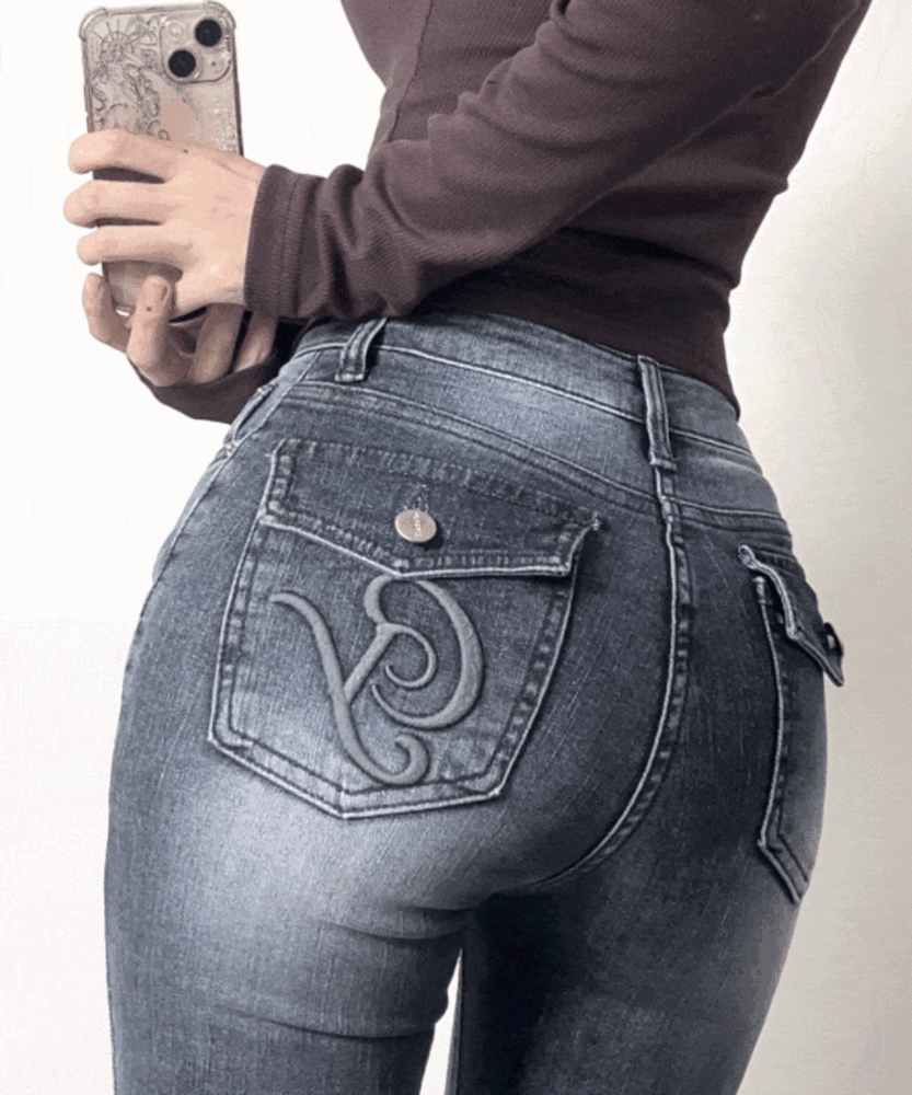 [골반패드/자수point/XS~L] 하루 자수 백포켓 부츠컷 데님 팬츠