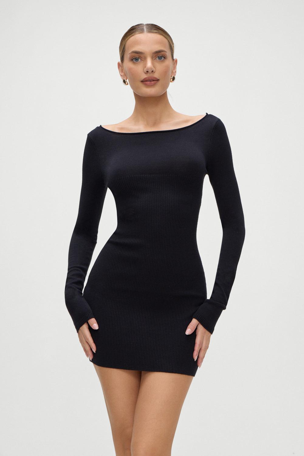 Luca Knit Mini Dress - Black - Black / XS