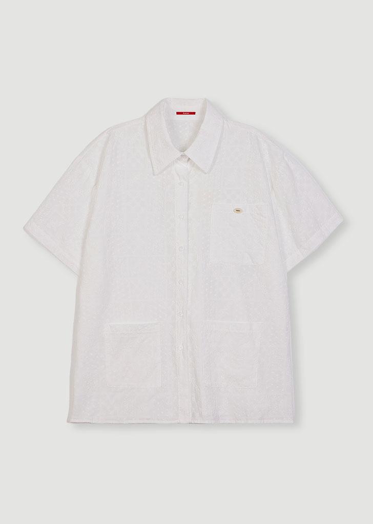 SHU LACE PUNCHING POCKET BLOUSE