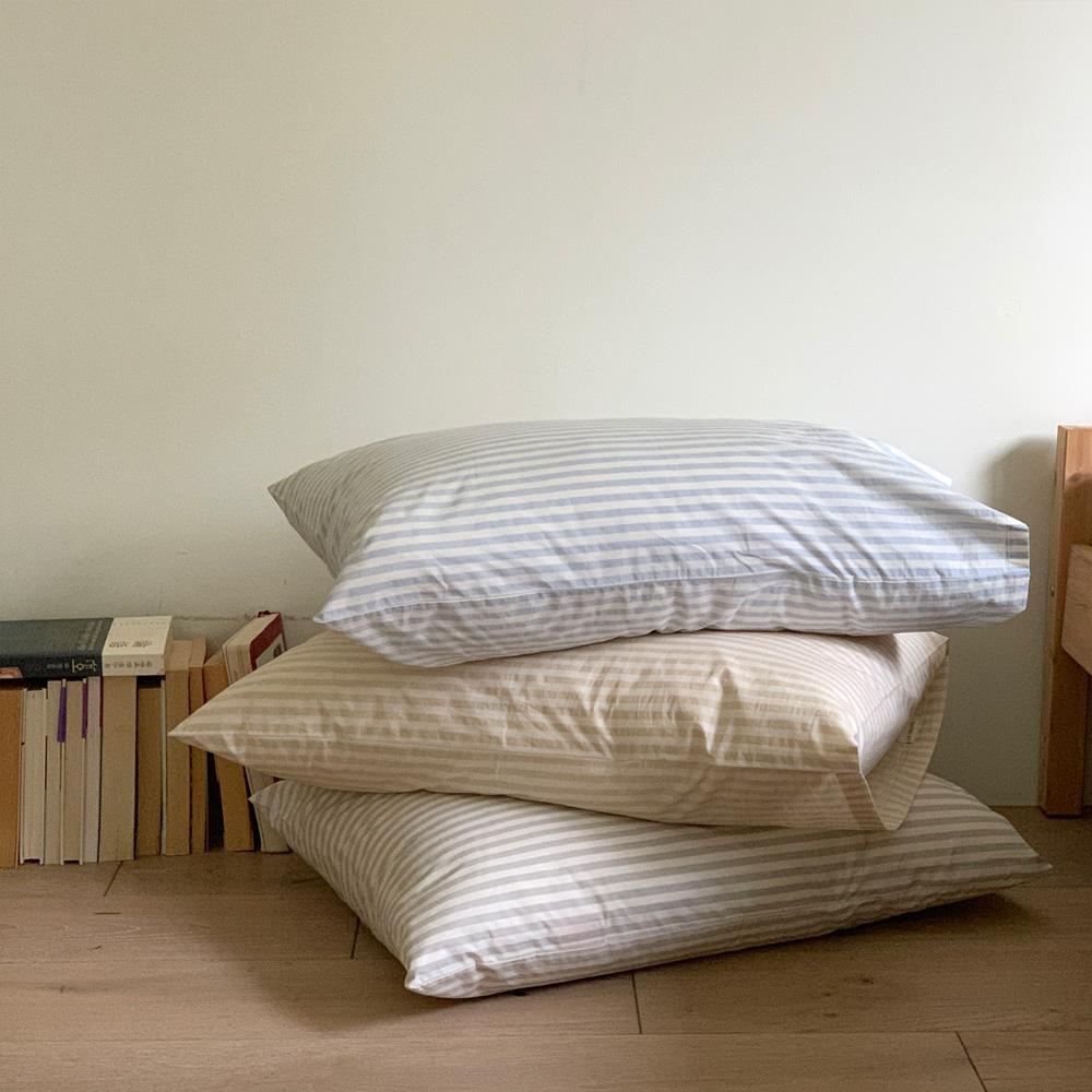 [라튤립] 60수 고밀도 파우더 스트라이프 포인트 베개커버 3 colors