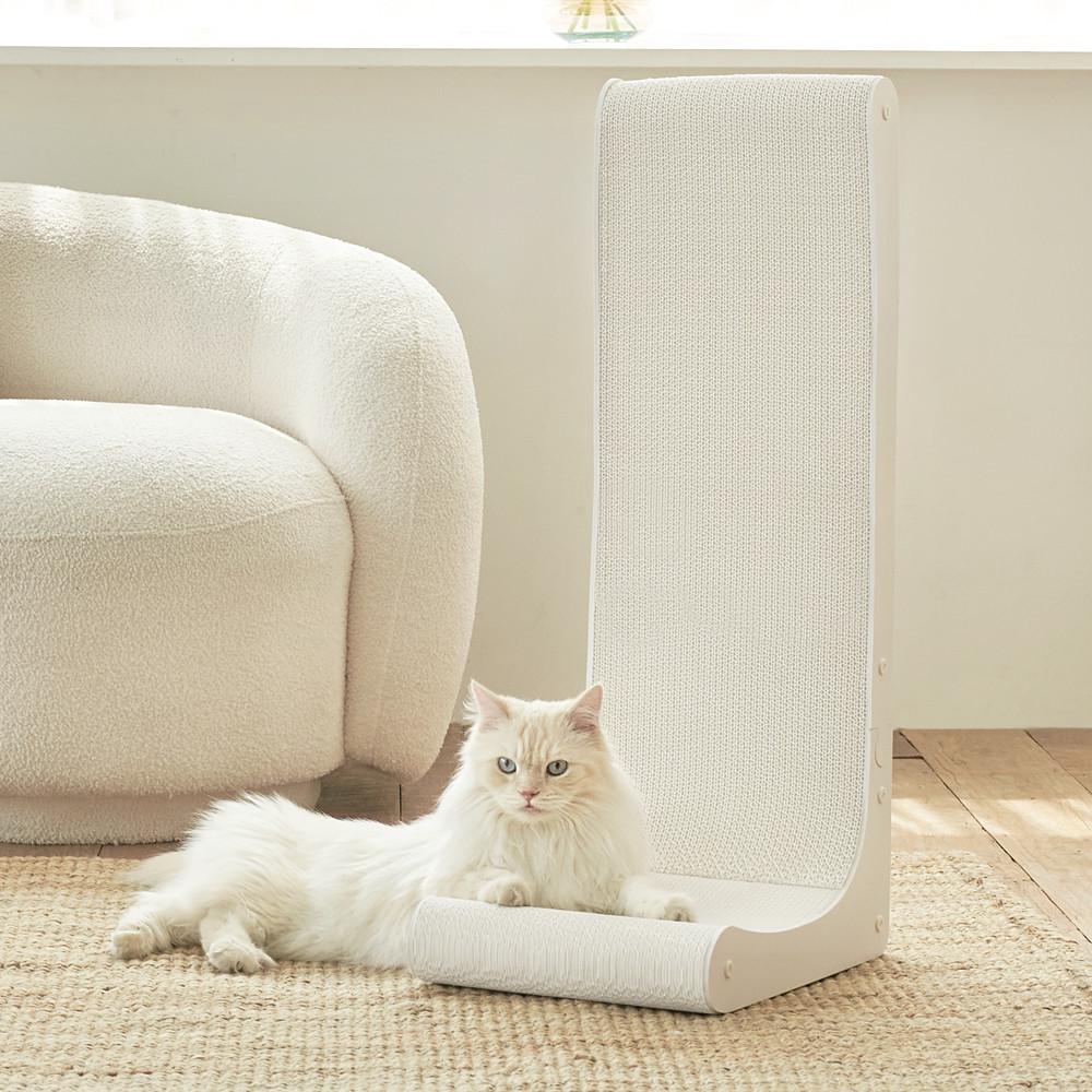 펫초이스 고양이 프리미엄 수직 스크래쳐 화이트 L자 대형