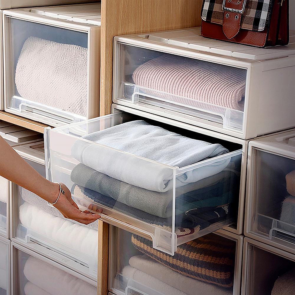 리빙박스 투명 슬라이딩 수납함 펜트리 플라스틱 서랍 다용도 수납 옷장 의류 정리함