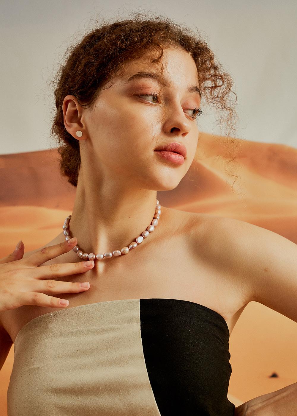 Purple potato pearl necklace