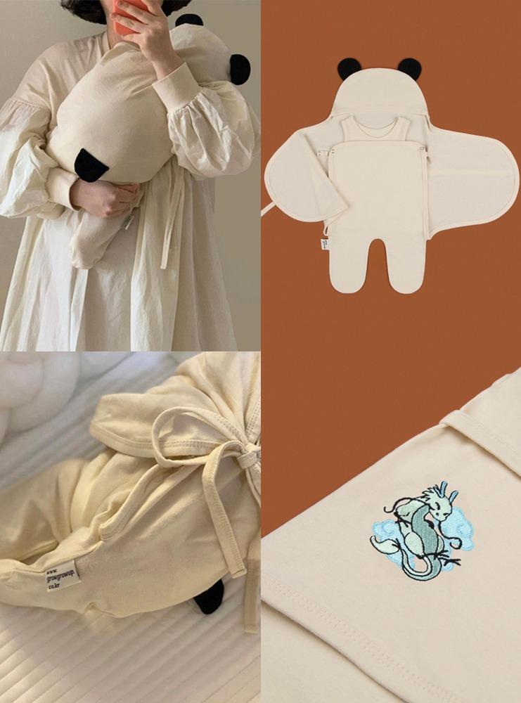 ♥예약주문♥ [3차 입고] #곰싸개슈트 용띠자수 [배냇저고리속싸개] : 팬더