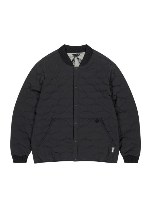 OG 웨이브 퀼팅 라이트 패딩 자켓-블랙