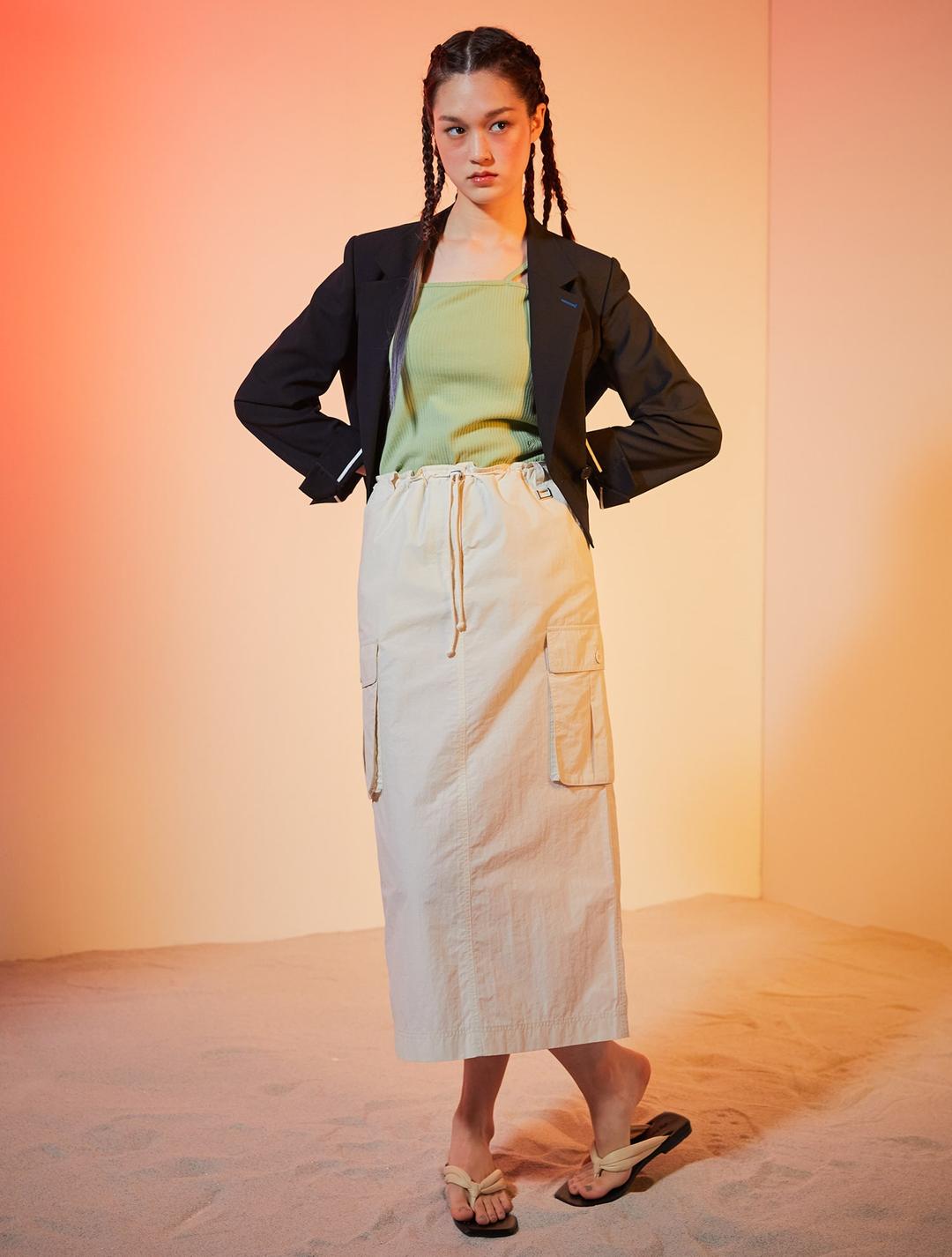 Cargo Long Skirt - Ivory