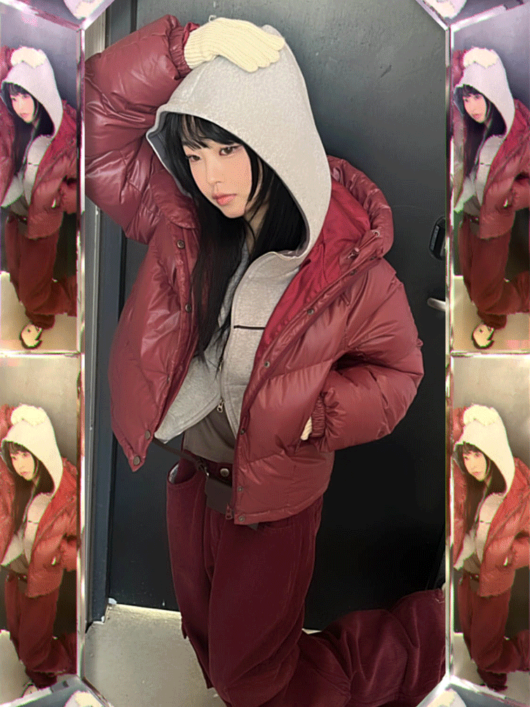 김아홉 컴포트 컬러 후드 패딩