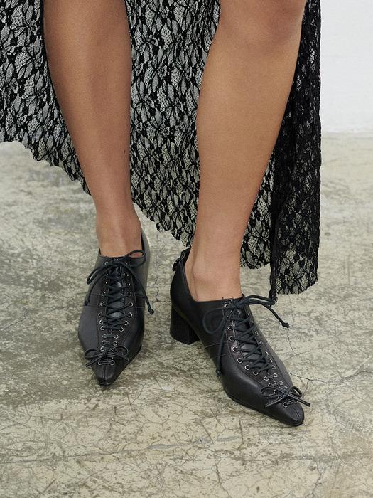 kara wave ribbon point loafer_black