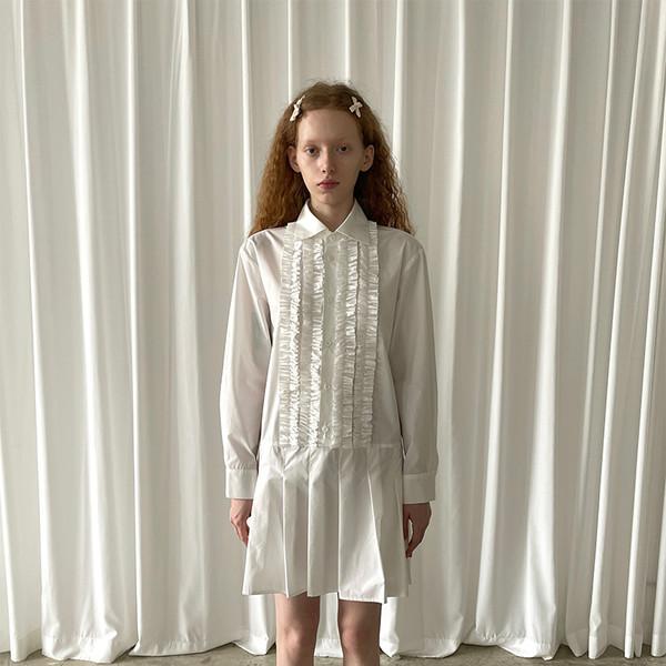 PFF GIRL white lace shirt dress