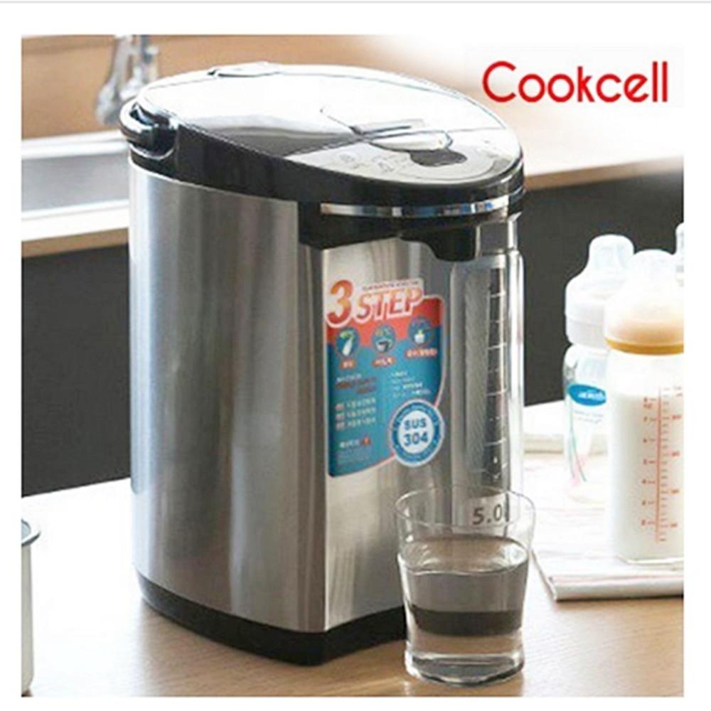 쿡셀500 대용량 5L 전기보온포트 맟춤온도 설정 스텐 빅 전기주전자
