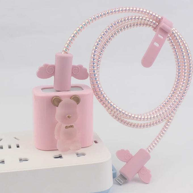 노르딕 러블리 베어베어 25W 고속충전기 케이블 단선방지 보호캡 이쁜 커플 충전기