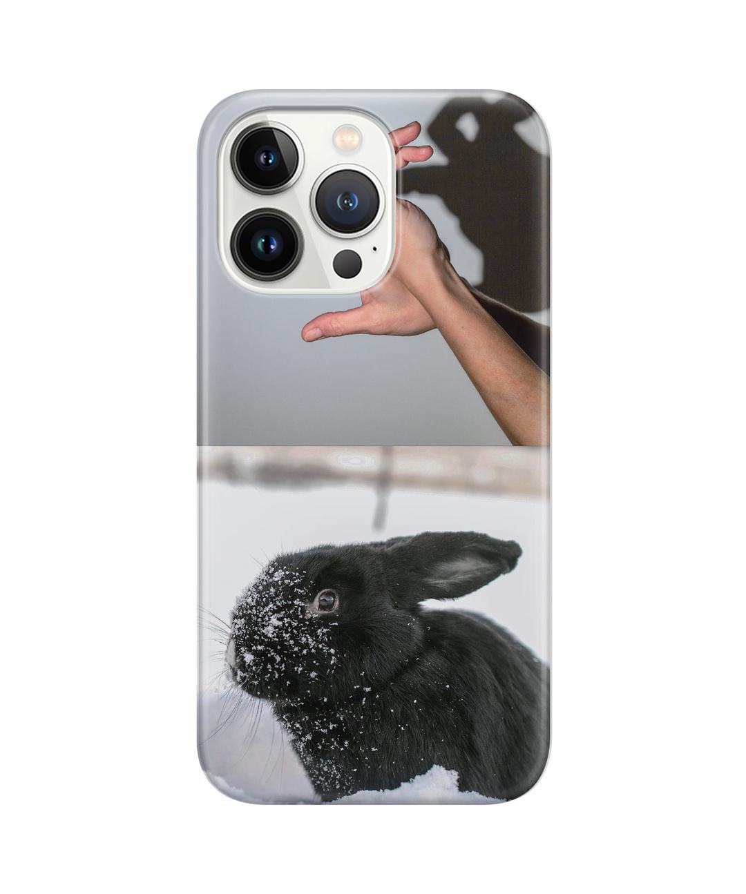 [Phone case] Black bunny (shadow)