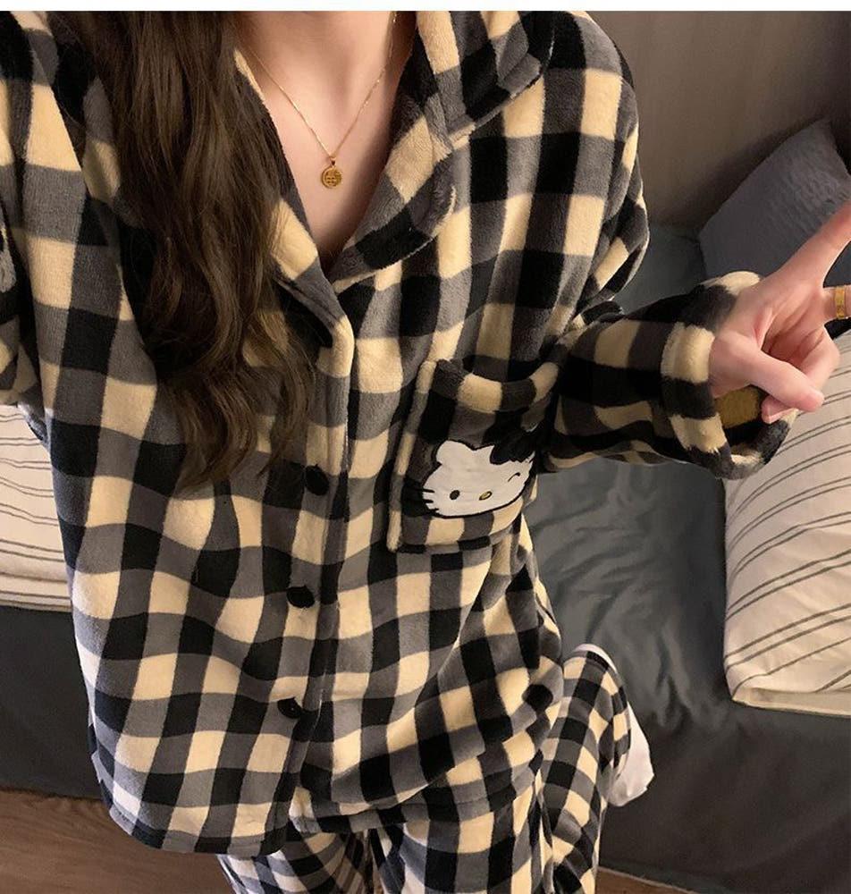 블랙 체크 키티 수면 잠옷 세트