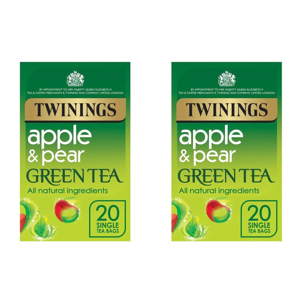 Twinings Pear & Apple Green Tea 20 Teabags 40G 트와이닝 애플 앤 페어 그린티 녹차 20 티백 2팩