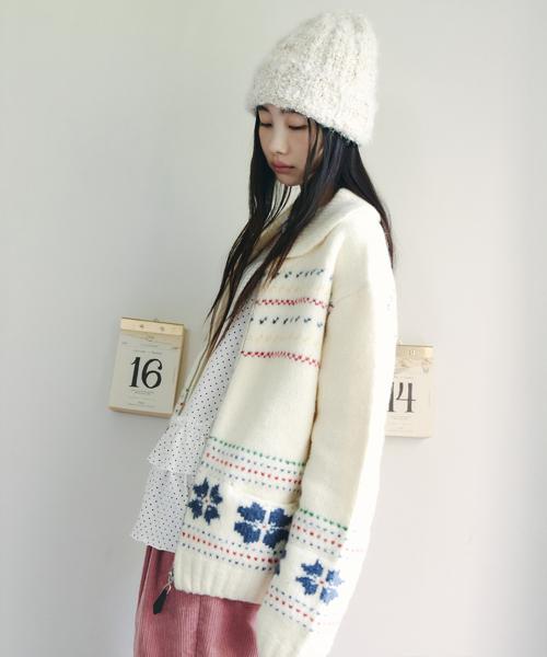 SNOW COWICHAN ZIP UP CARDIGAN_IVORY
