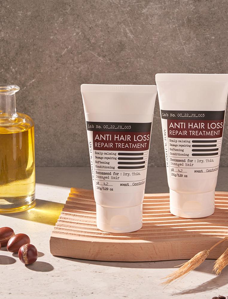 더마팩토리  안티 헤어로스 리페어 트리트먼트 150g /탈모완화 두피영양 모발영양 모발윤기 손상모케어 무실리콘트리트먼트 맥주효모추출물70.6%