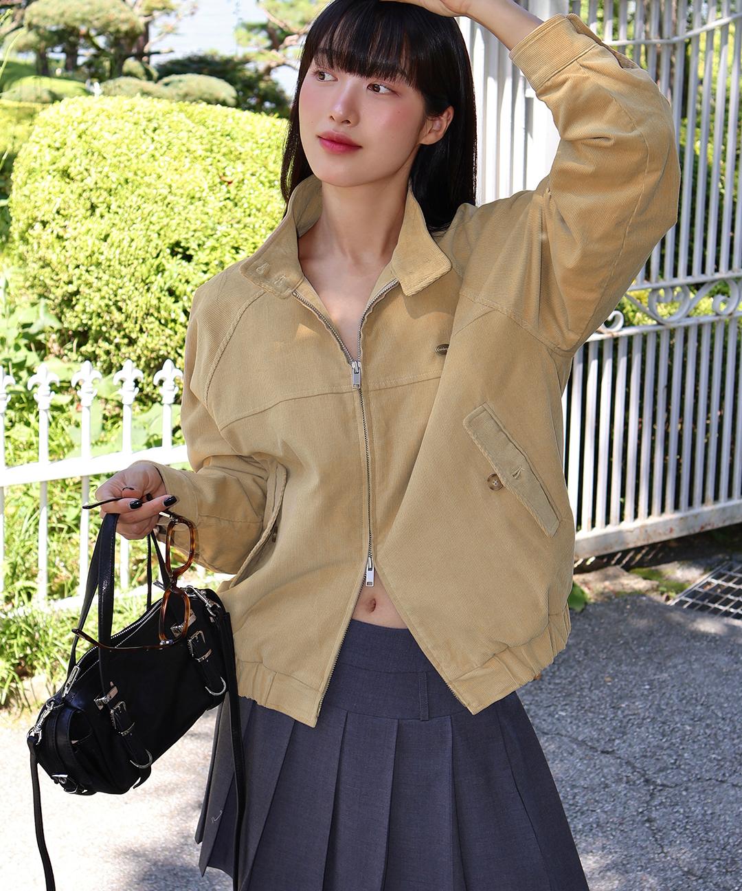 아워호프 Corduroy Button Point Blouson Jacket - Beige