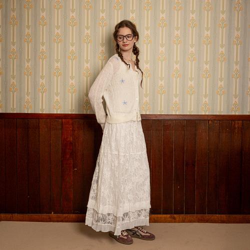 DD_Lace pattern straight skirt_2color