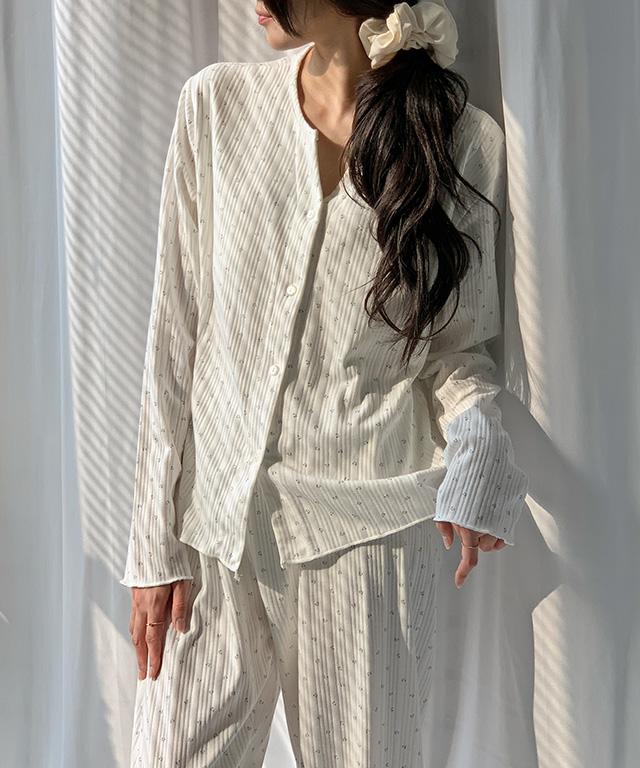 라리리 캡내장 이지데이 골지 노카라 긴팔 긴바지 잠옷 세트 라리리 파자마 노브라 여리핏 빅사이즈 홈웨어 (4365)