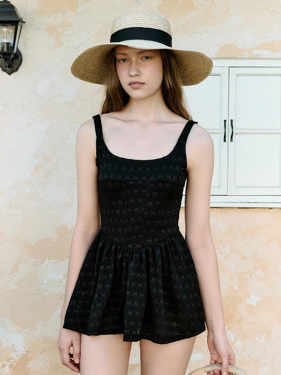 PUNCHING ONEPIECE SWIMSUIT BLACK