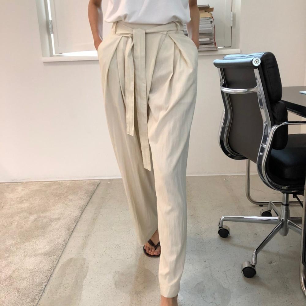 베스트 쿨링 타이 뒷밴딩 허리끈 데일리 여름 팬츠 (2color)