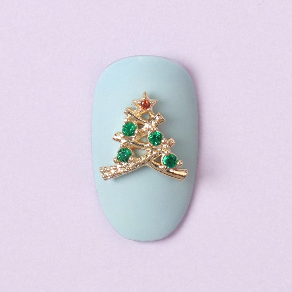 몽글큐빅 크리스마스 트리 네일파츠 1개입 (X-MAS 셀프 네일아트재료)