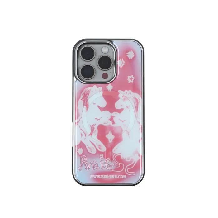 Go pony artwork epoxy silver iphone case (Pink)