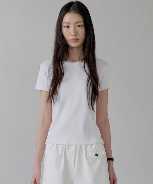 Slim-Fit Rib Half Sleeve Tee_3 COLORS