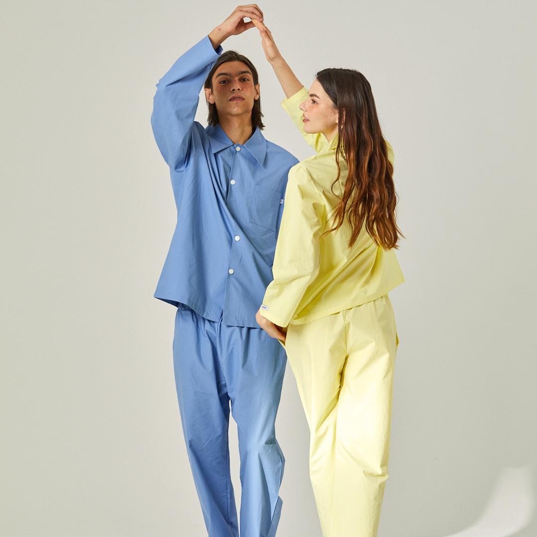 [커플] 스테이 홈 솔리드 파자마 2SET 4C