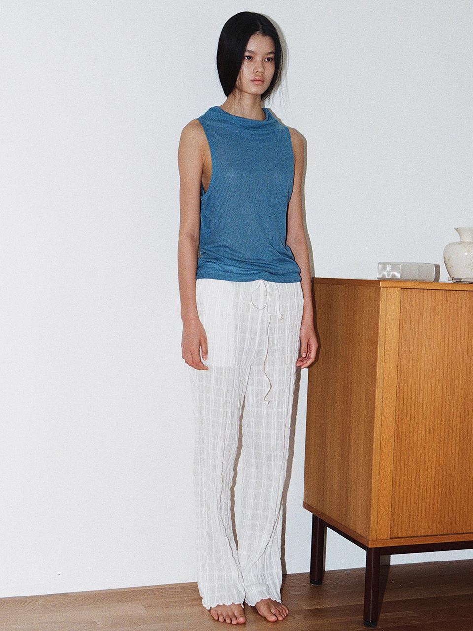 wrinkle cotton pants - ivory