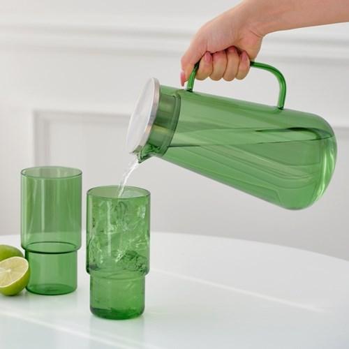 [리본제이]플로라 내열유리 냉장고 물병 1.5L&내열 유리컵 480ml 2P