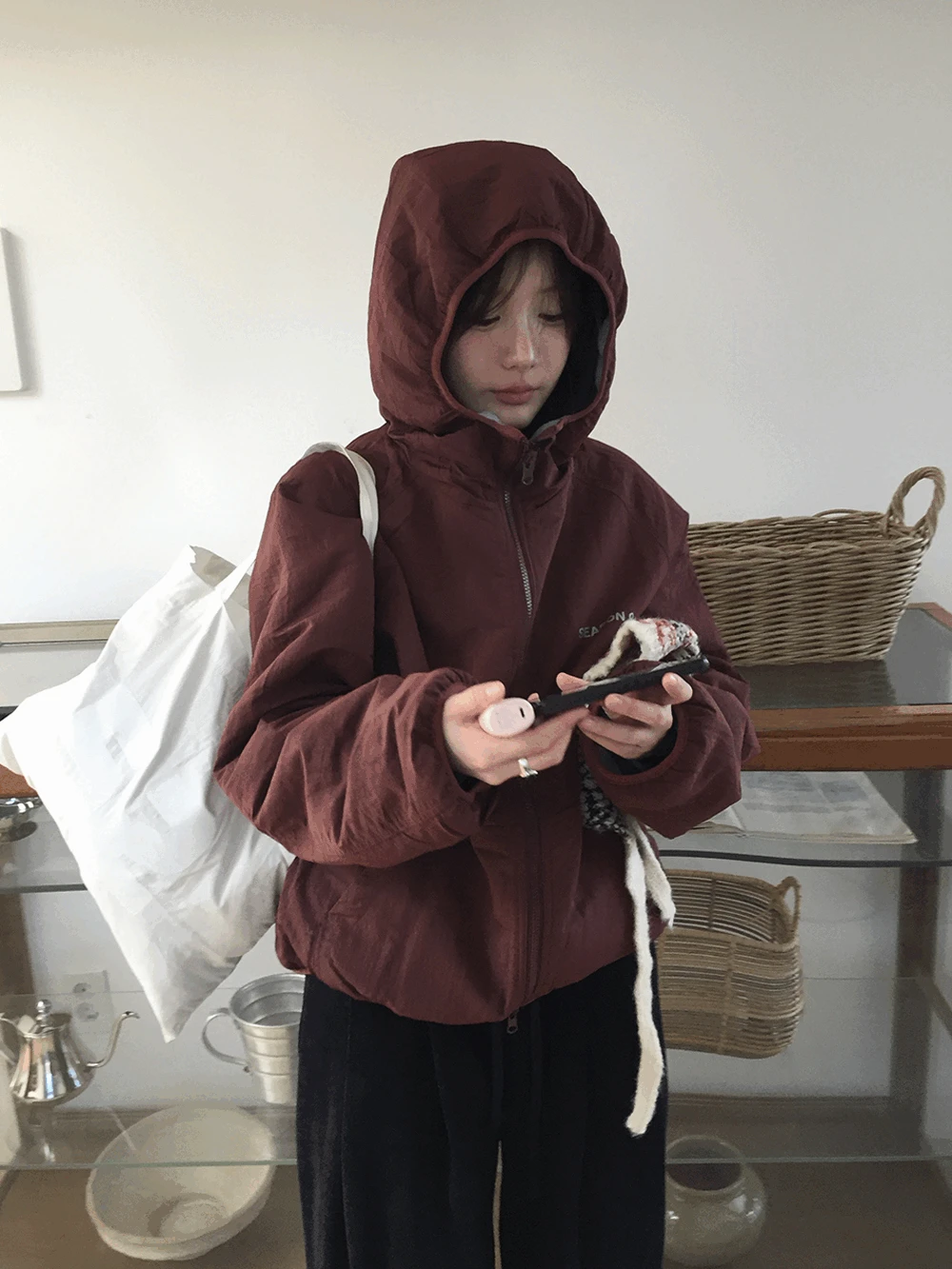 누에베 오버핏 후리스 리버시블 점퍼 (2c)