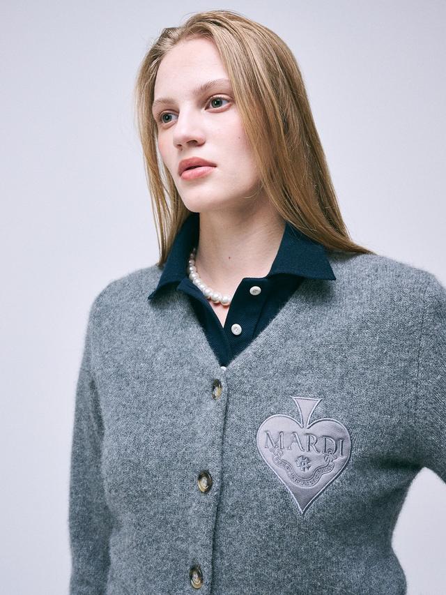 RACCOON BLENDED CARDIGAN V NECK SPADE_GREY