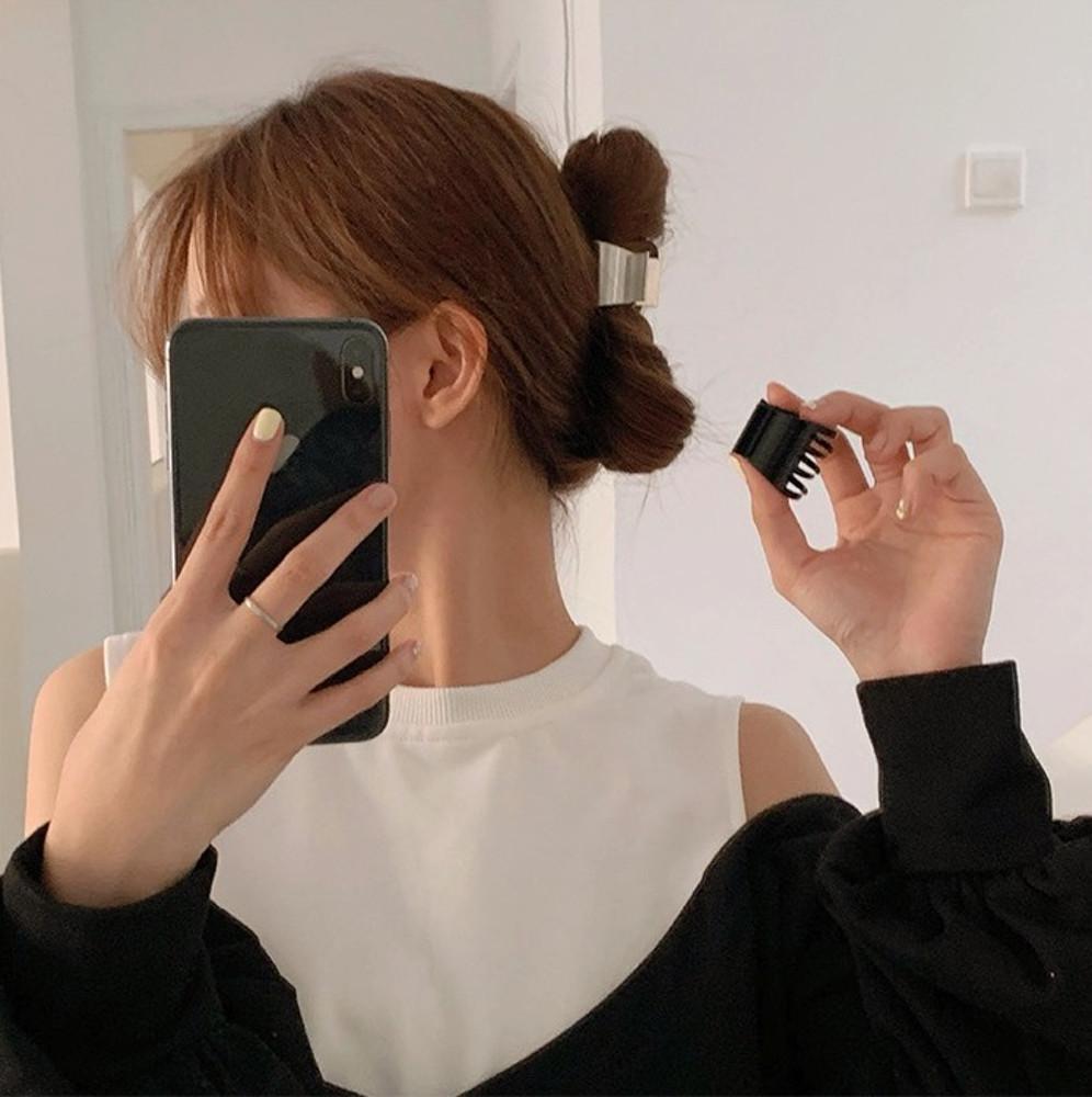 키치 메탈 미니 올림머리 포니테일 집게핀 골드 실버 블랙 헤어핀 3color