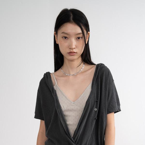 Oblique Button Hoodie (Black)
