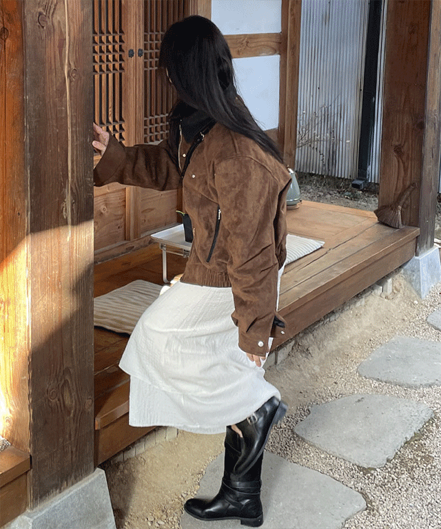 남여공용,웨던 오버핏 레더배색 스웨이드 자켓,블루종