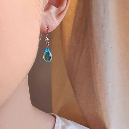 유리공예💧3색 물방울 유리귀걸이