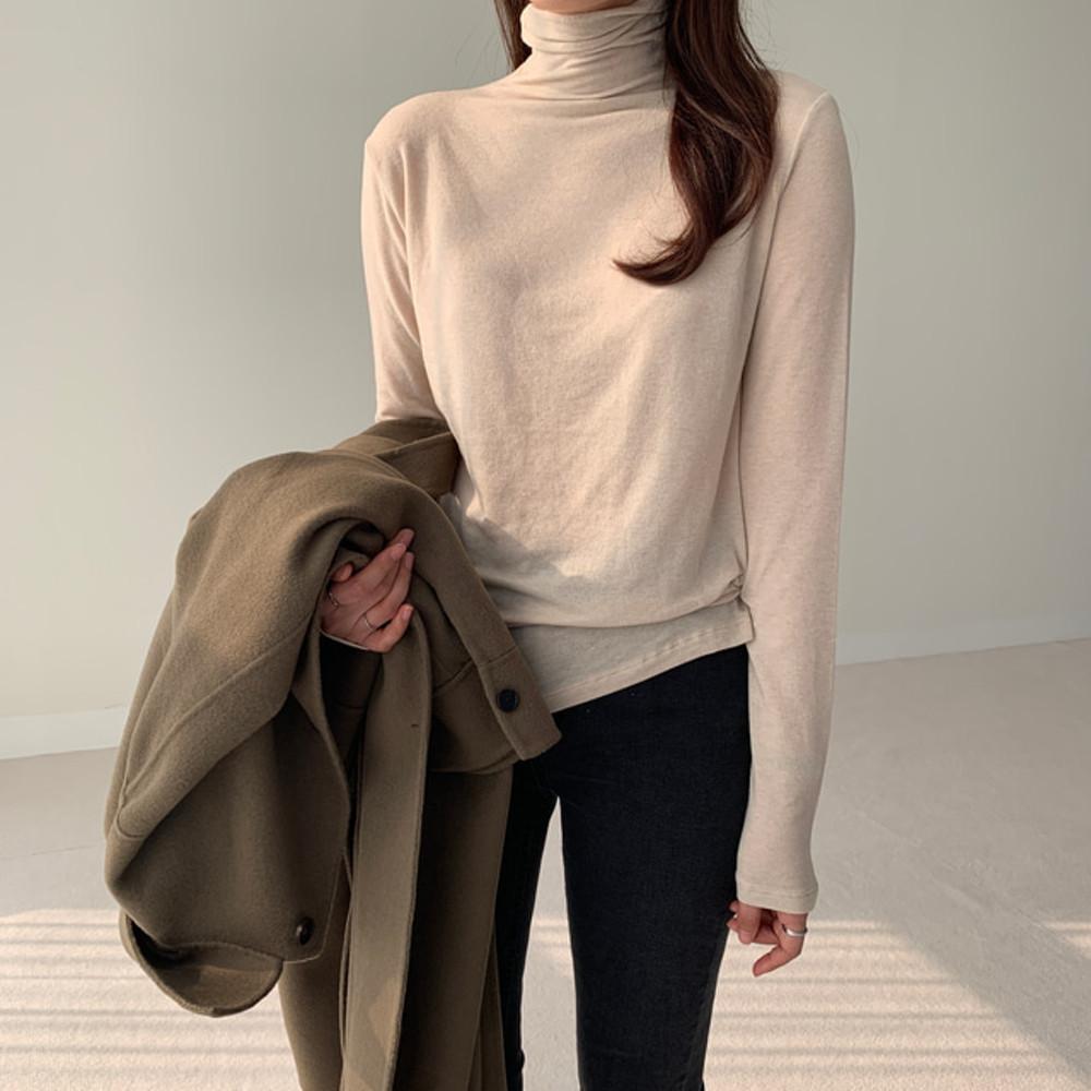 413 여성 폴라티 여리여리 울 텐셀 긴팔 목폴라 티셔츠 이너 레이어드 가을 겨울